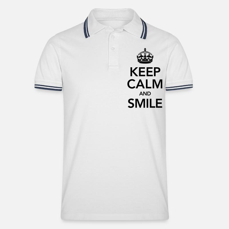 Keep Calm And Smile - Männer Tipped Poloshirt - Weiß/Navy