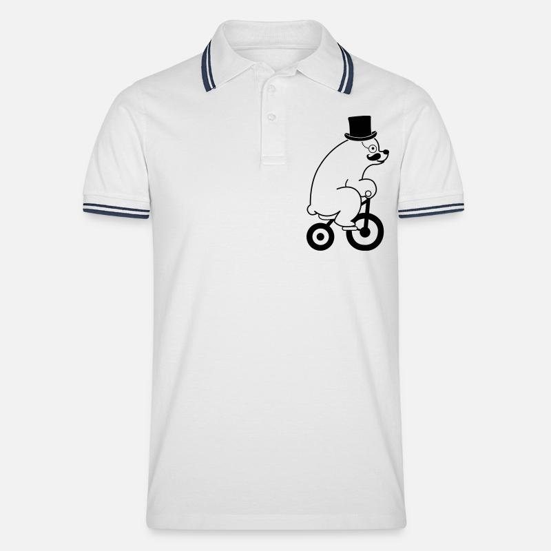 eisbaer fahrrad sir 01 - Männer Tipped Poloshirt - Weiß/Navy