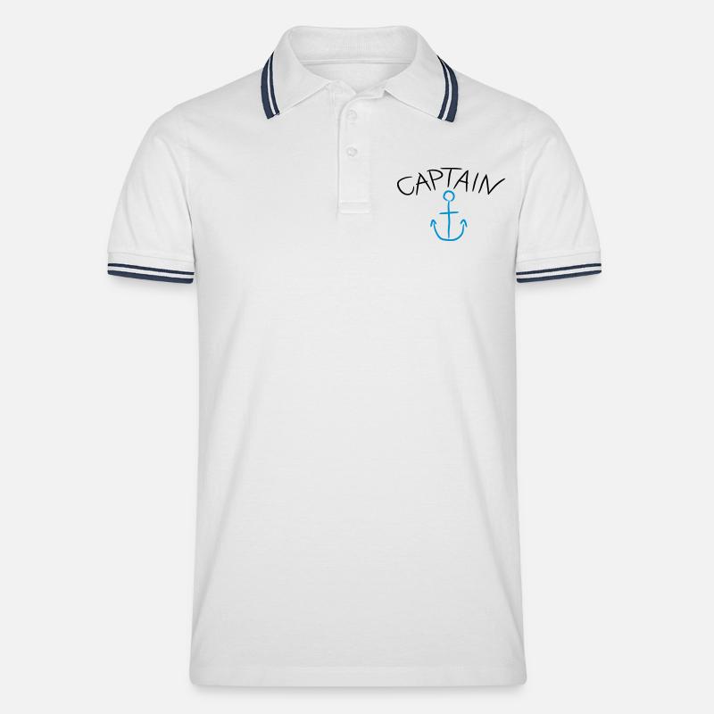 Capitaine ancre Comic Logo - Polo tipped Homme - blanc/marine