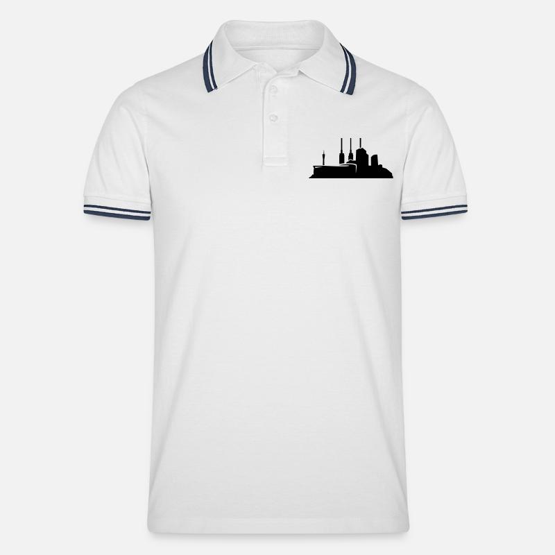 Hannover // Skyline // Silhouette // Skylineshirt - Männer Tipped Poloshirt - Weiß/Navy