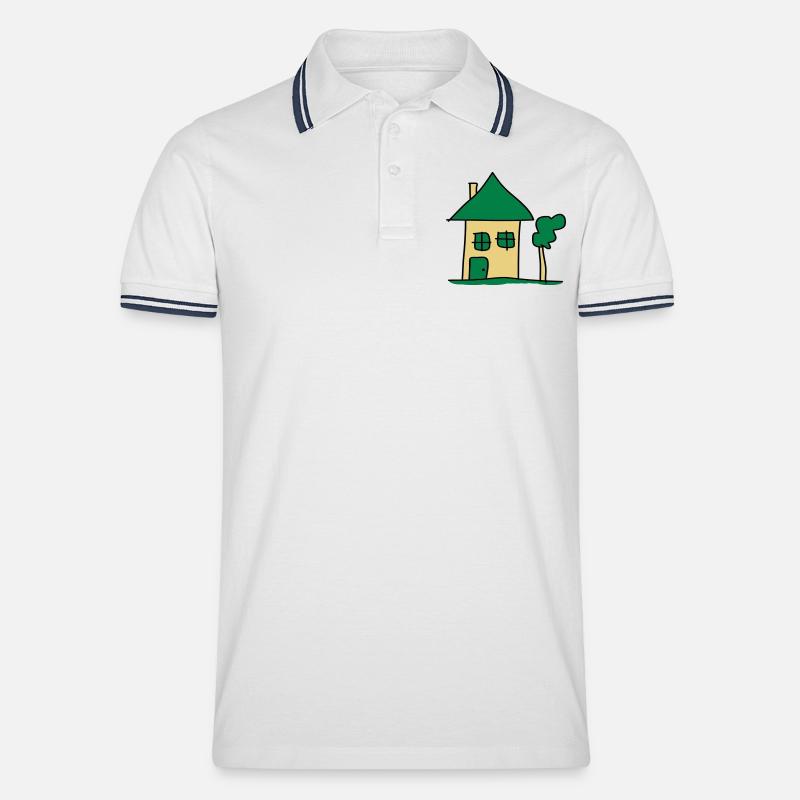 house - Männer Tipped Poloshirt - Weiß/Navy