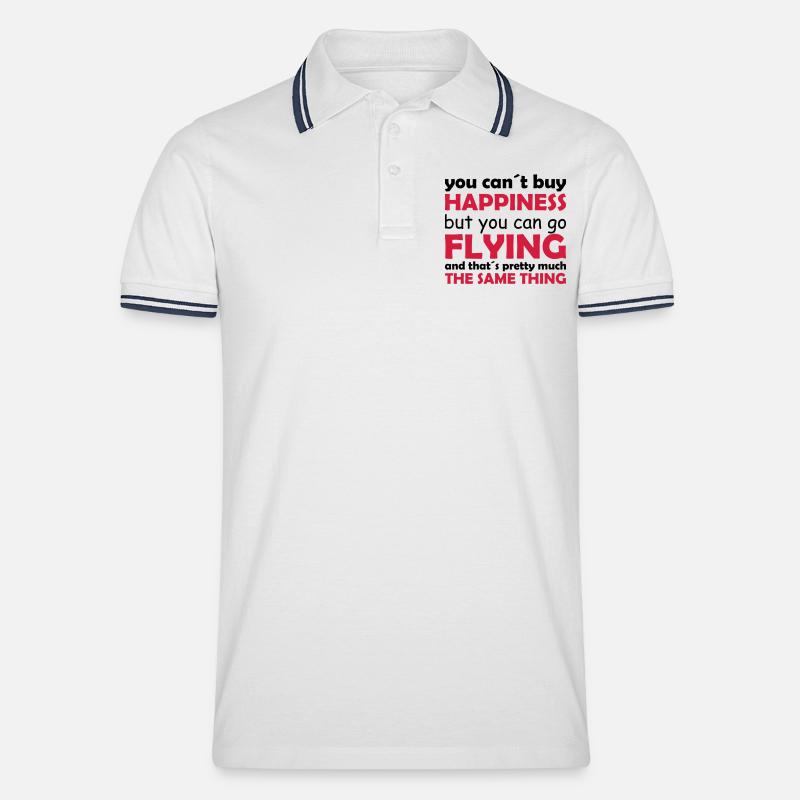 happiness flying - Männer Tipped Poloshirt - Weiß/Navy