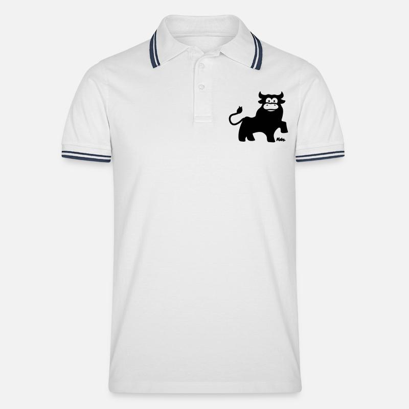 Stier - Männer Tipped Poloshirt - Weiß/Navy