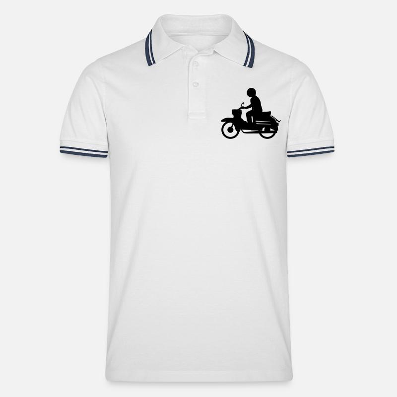 Fahrzeug - Simson Schwalbe - Männer Tipped Poloshirt - Weiß/Navy