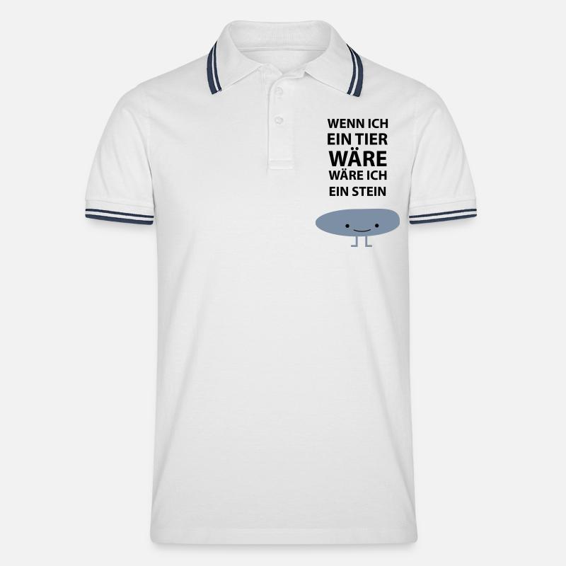 Sei ein Stein! - Männer Tipped Poloshirt - Weiß/Navy