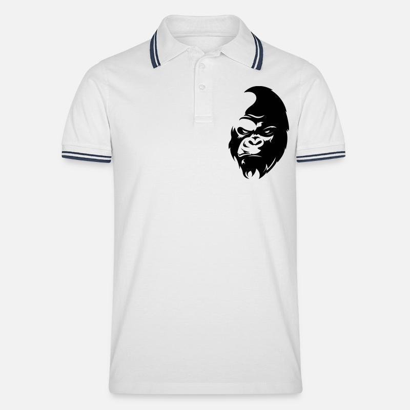 gorilla - Männer Tipped Poloshirt - Weiß/Navy
