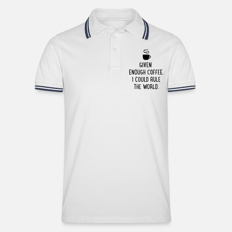 Kaffee - Männer Tipped Poloshirt - Weiß/Navy
