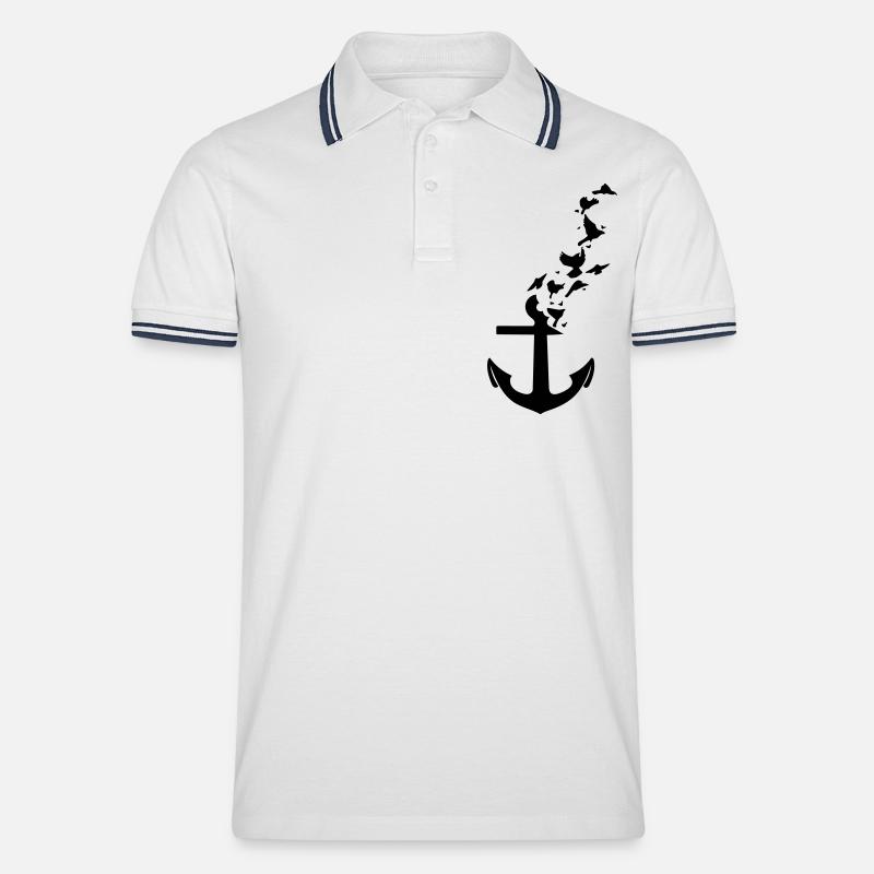 anchor - Men's Tipped Polo Shirt - white/navy