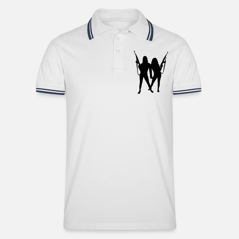 Womans and Guns - Männer Tipped Poloshirt - Weiß/Navy