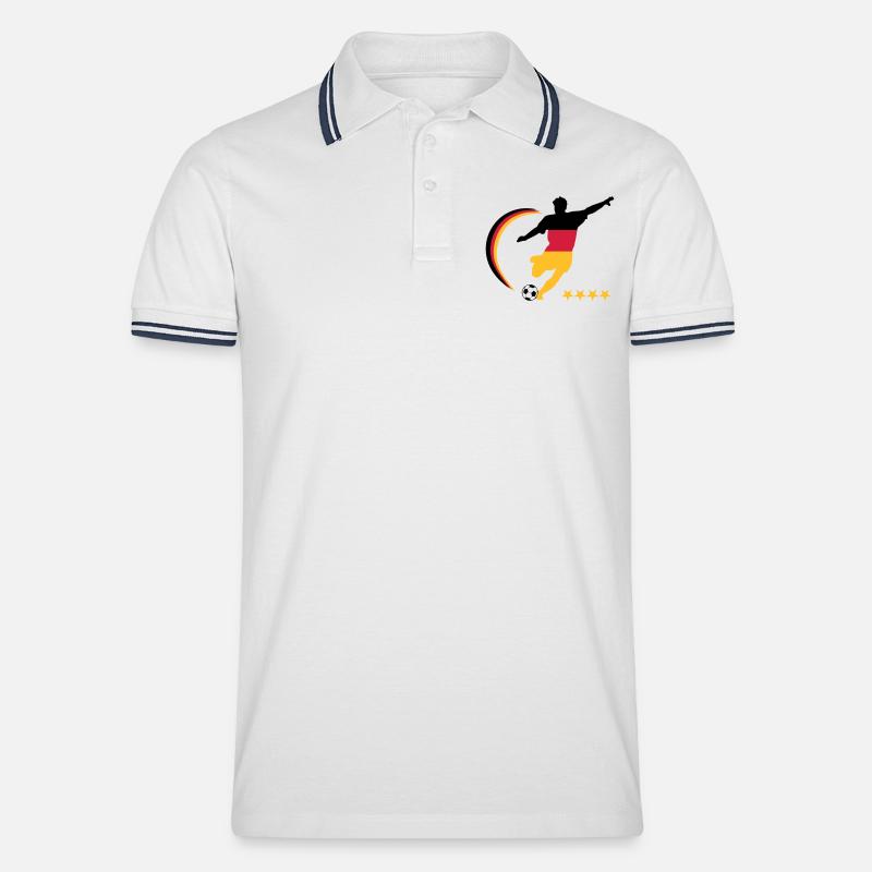 Fußballspieler Germany - Männer Tipped Poloshirt - Weiß/Navy