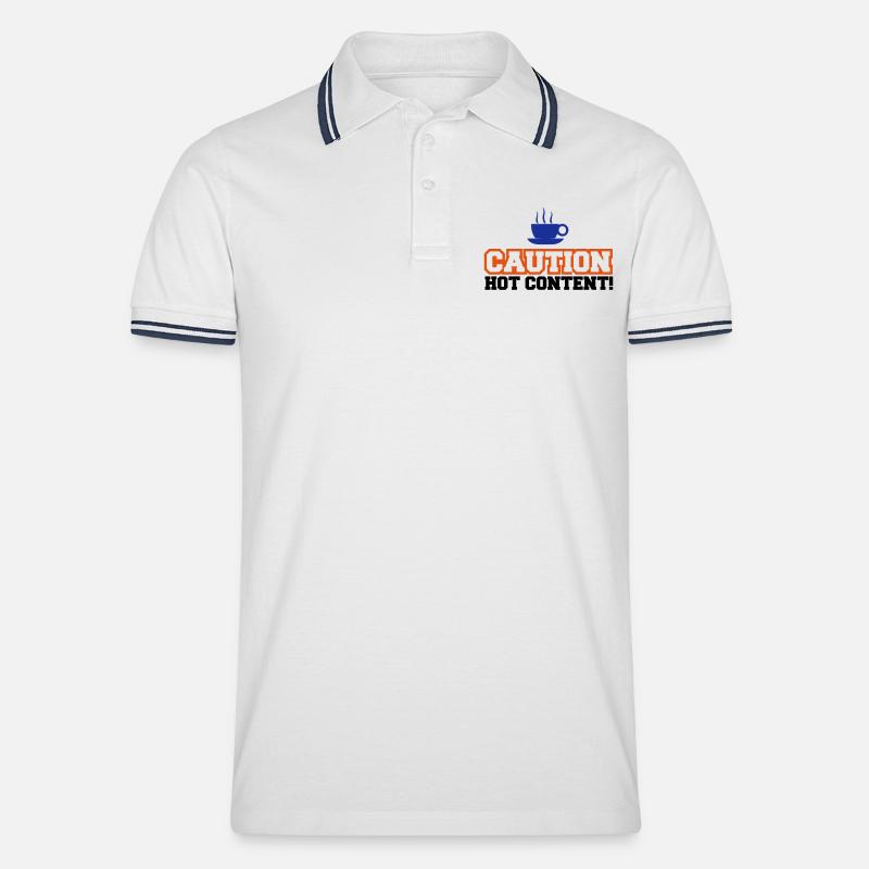 Caution Hot Content - Männer Tipped Poloshirt - Weiß/Navy