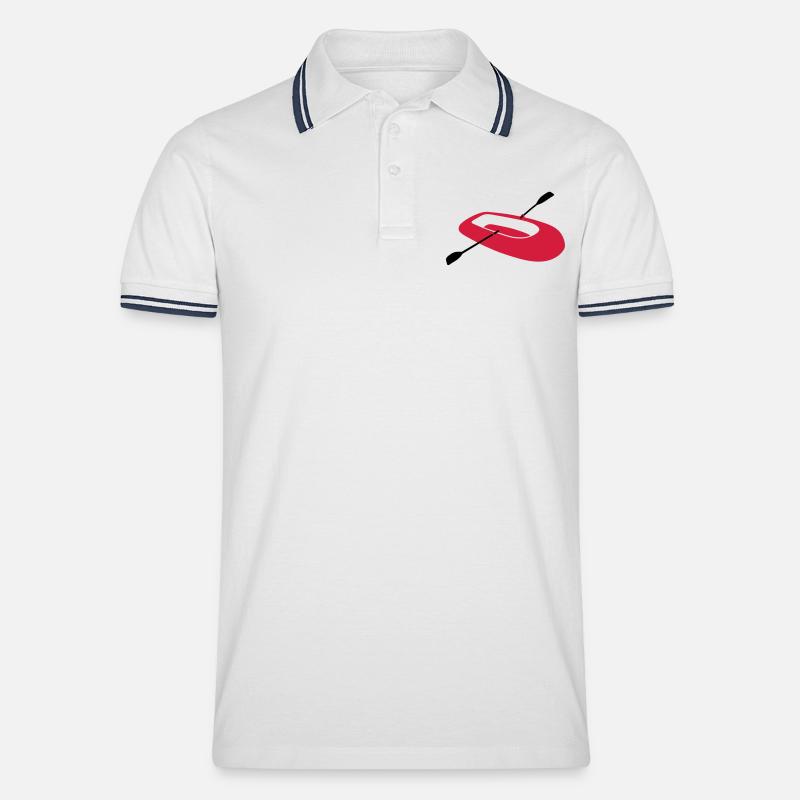 Schlauchboot - V2 - Männer Tipped Poloshirt - Weiß/Navy