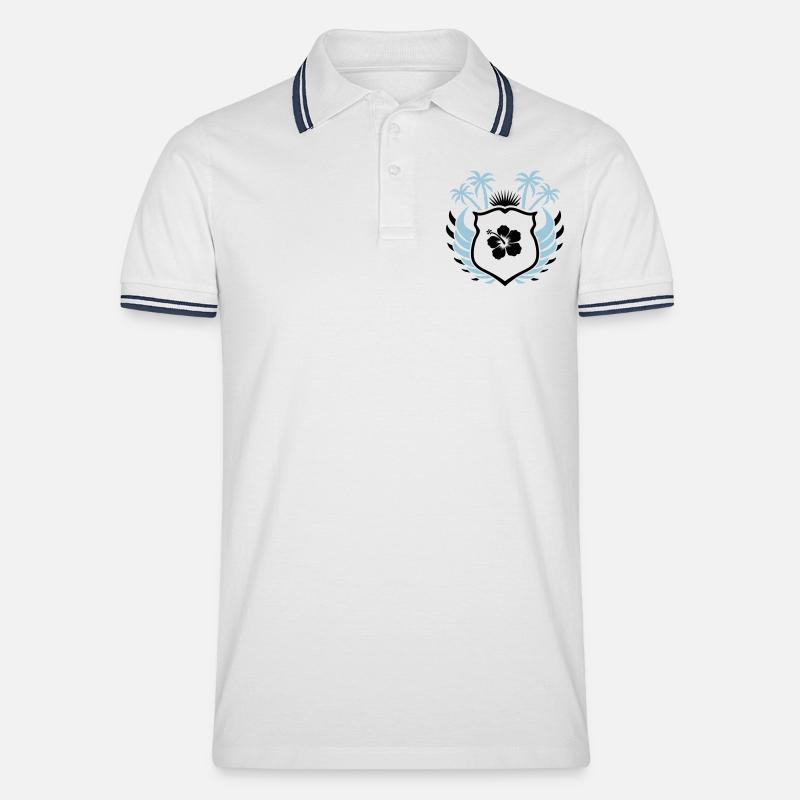 paradies symbol01 - Männer Tipped Poloshirt - Weiß/Navy
