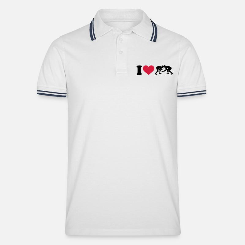 I love Lutte - Polo tipped Homme - blanc/marine