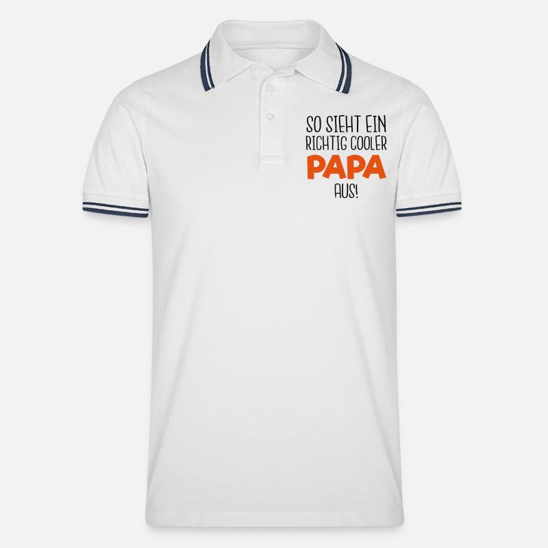Cooler PAPA - Männer Tipped Poloshirt - Weiß/Navy