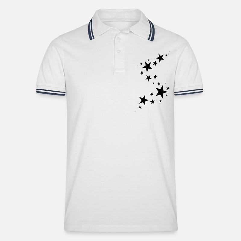 Stars - Männer Tipped Poloshirt - Weiß/Navy