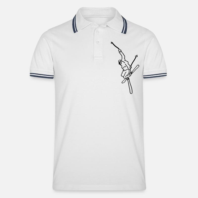 skiing - Männer Tipped Poloshirt - Weiß/Navy