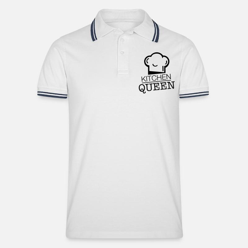 kitchen_queen_rp1 - Männer Tipped Poloshirt - Weiß/Navy