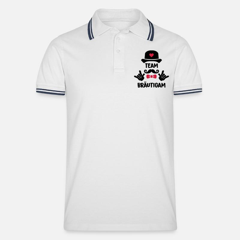 Team Bräutigam - Männer Tipped Poloshirt - Weiß/Navy