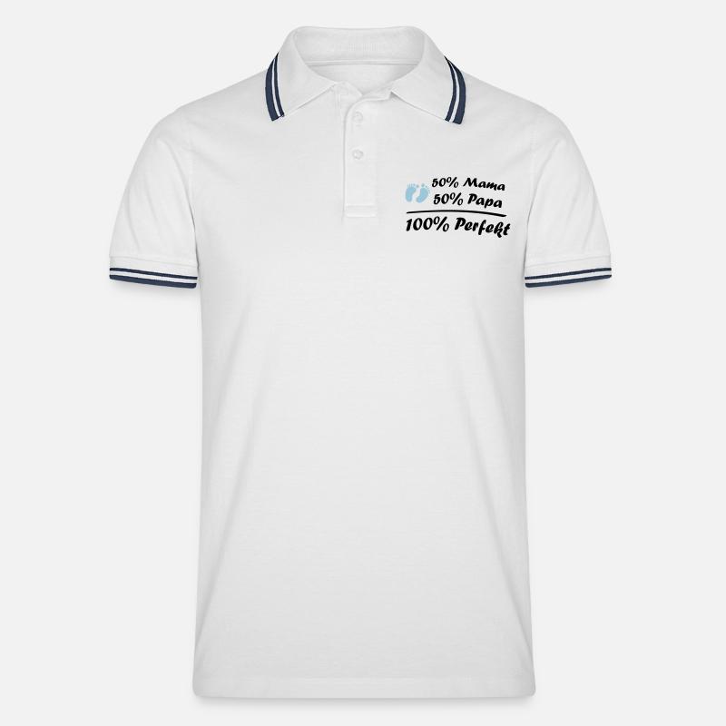 100_perfekt_02 - Männer Tipped Poloshirt - Weiß/Navy
