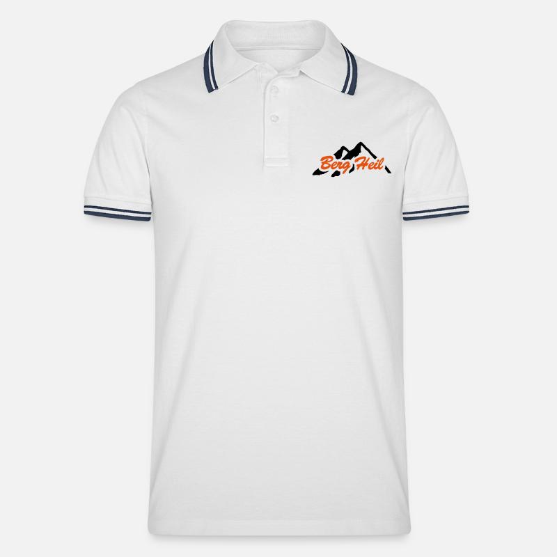Berg Heil - Männer Tipped Poloshirt - Weiß/Navy