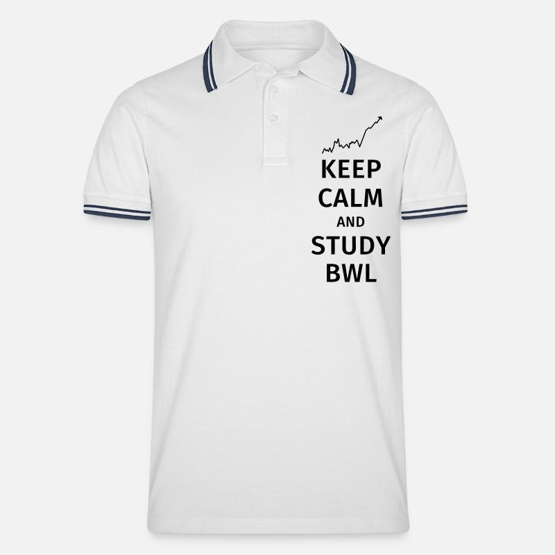 keep calm and study bwl - Männer Tipped Poloshirt - Weiß/Navy