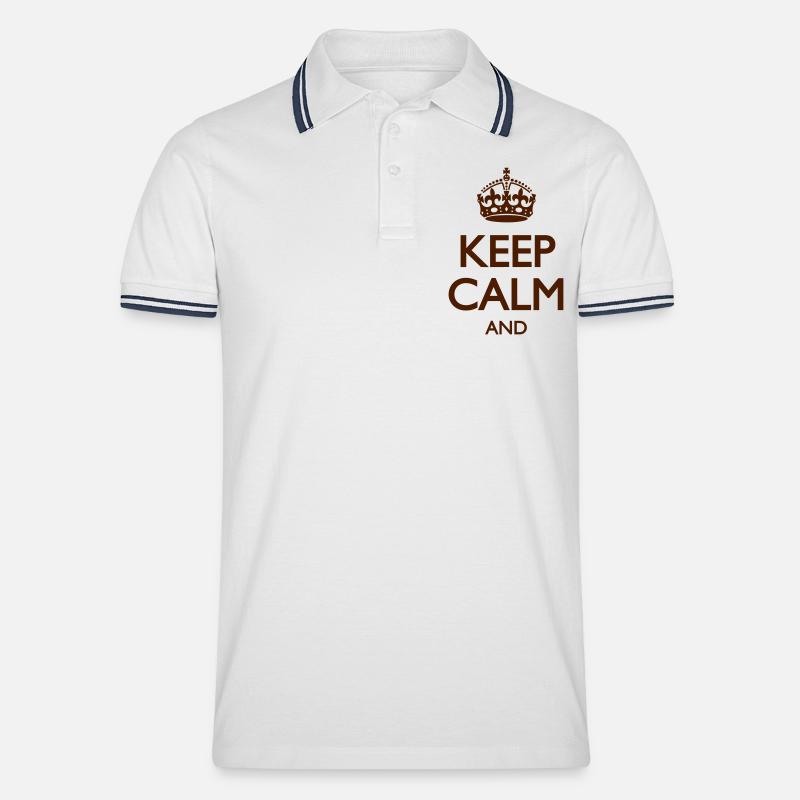 KEEP CALM AND (Dein Text) - Männer Tipped Poloshirt - Weiß/Navy