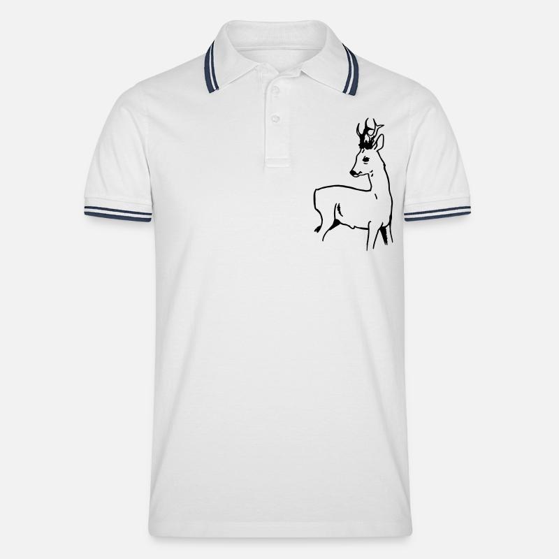 Rehbock - Männer Tipped Poloshirt - Weiß/Navy