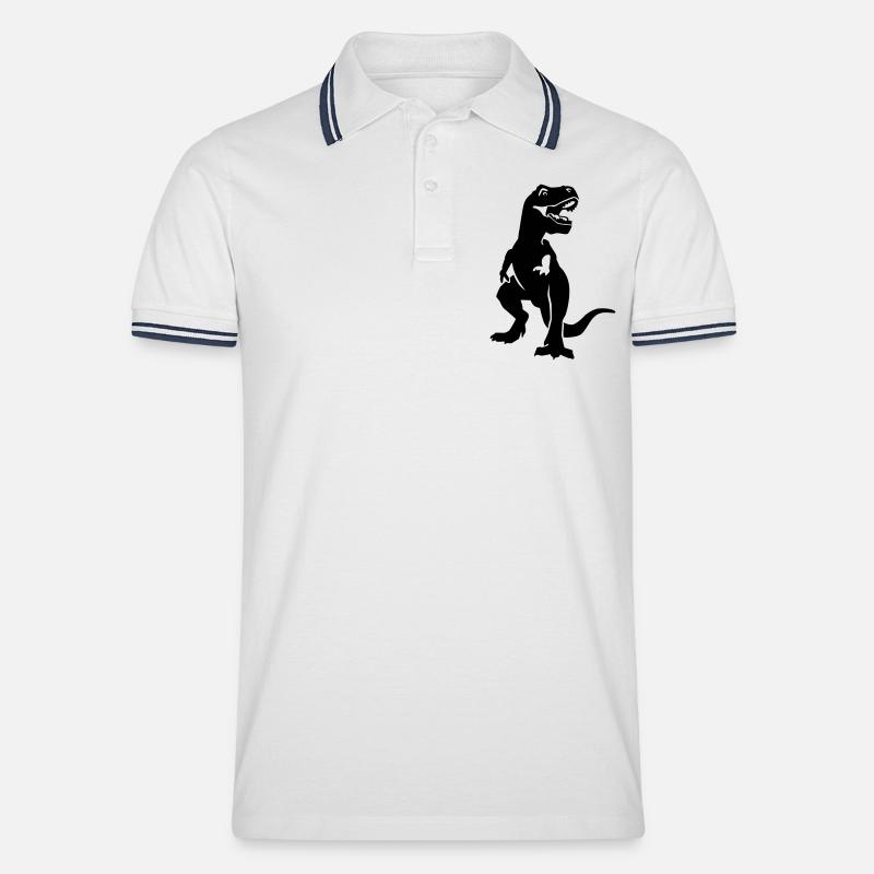 T-Rex - Männer Tipped Poloshirt - Weiß/Navy