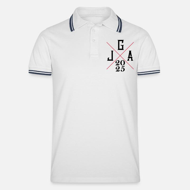 JGA 2025 - Männer Tipped Poloshirt - Weiß/Navy