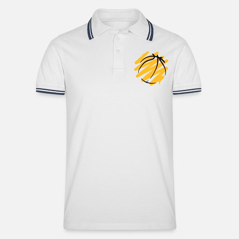 Basketball 60 - Männer Tipped Poloshirt - Weiß/Navy