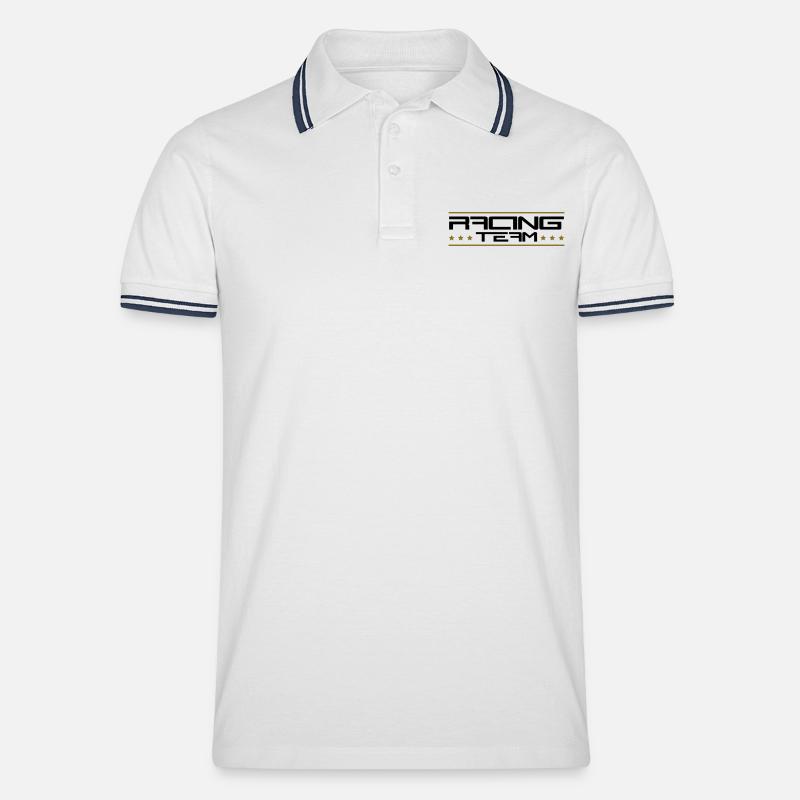 Racing Team - Männer Tipped Poloshirt - Weiß/Navy