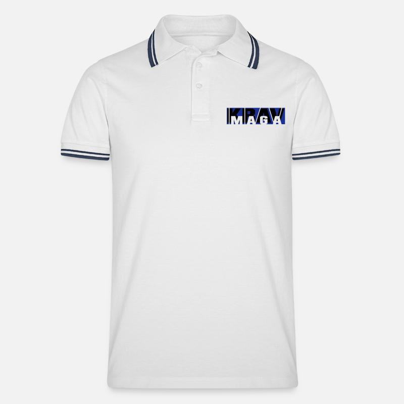 krav_maga_vec_2 de - Männer Tipped Poloshirt - Weiß/Navy
