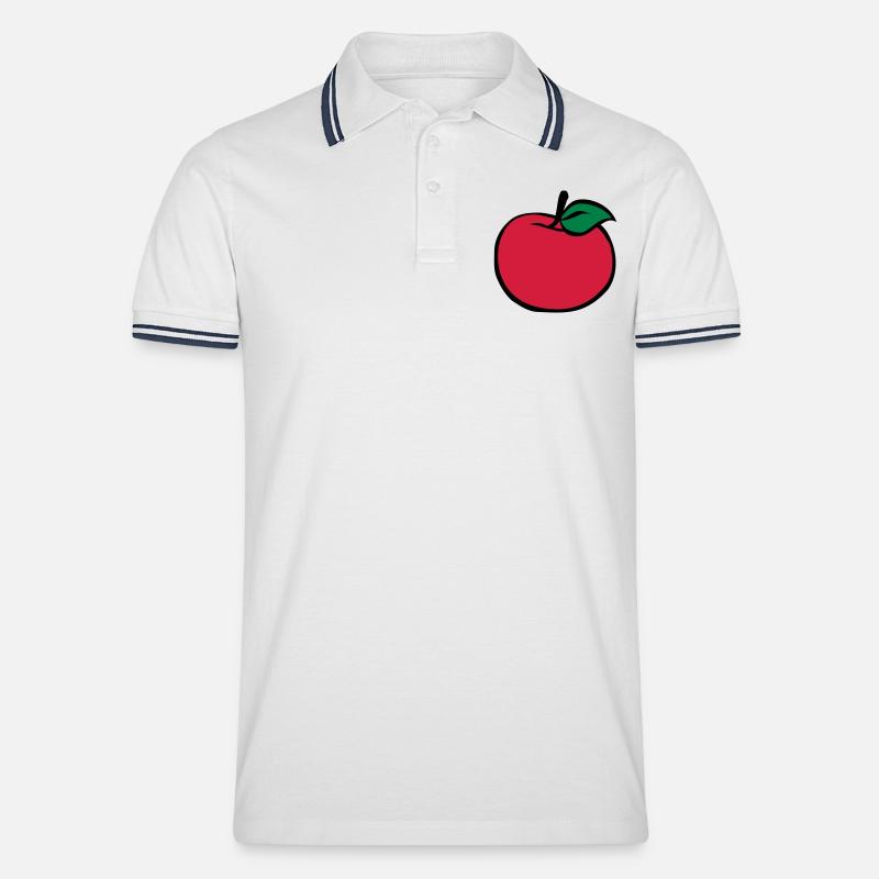 Apfel - Männer Tipped Poloshirt - Weiß/Navy