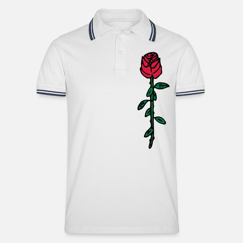Rose - Männer Tipped Poloshirt - Weiß/Navy