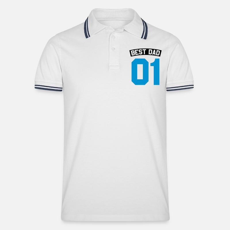 Best Dad - Männer Tipped Poloshirt - Weiß/Navy