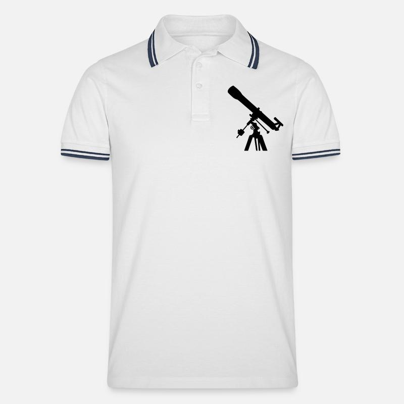 Teleskop - Männer Tipped Poloshirt - Weiß/Navy