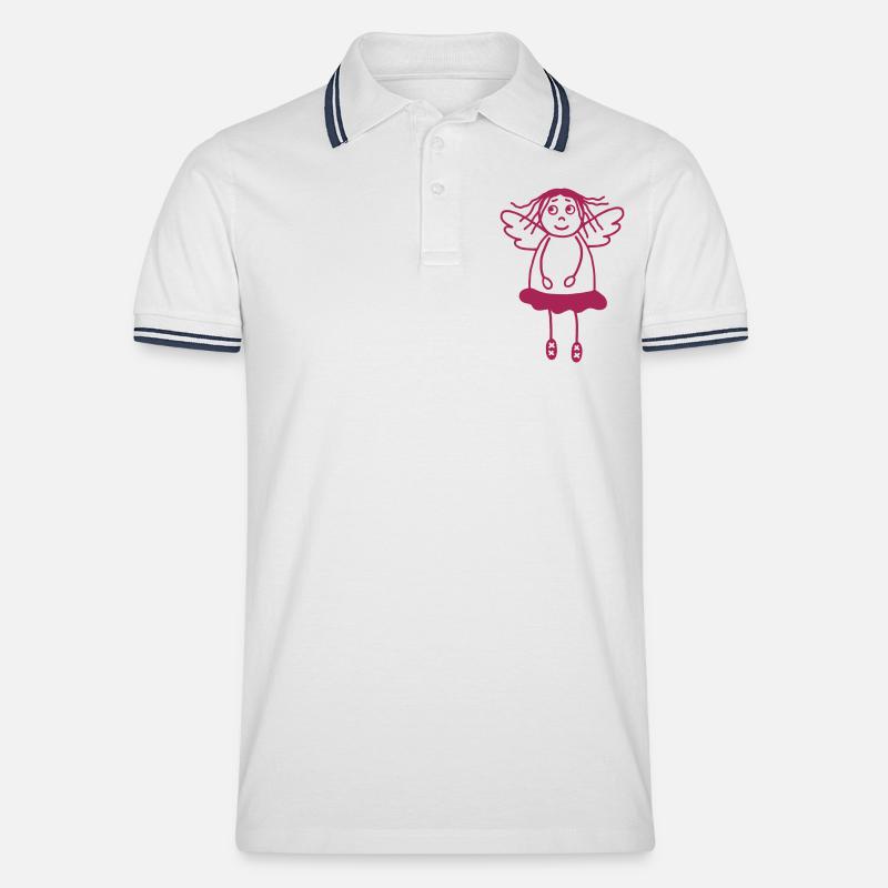 Schutzengel Mädchen - Männer Tipped Poloshirt - Weiß/Navy