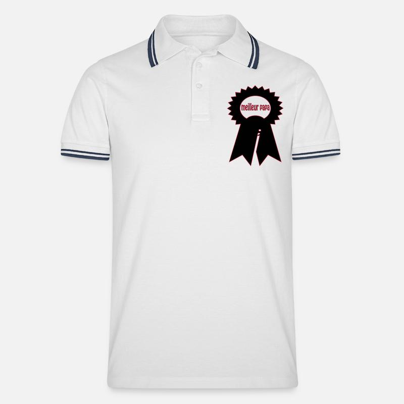 Bester Papa - Männer Tipped Poloshirt - Weiß/Navy