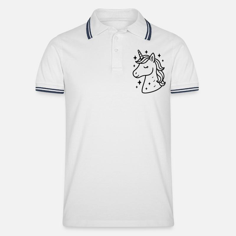 Das verzauberte Einhorn - Männer Tipped Poloshirt - Weiß/Navy
