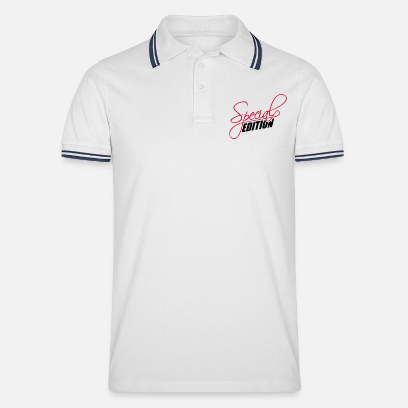 Special Edition Design - Männer Tipped Poloshirt - Weiß/Navy