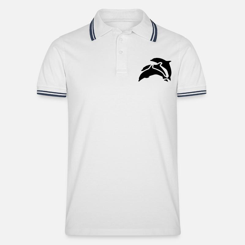 drei delfine - Männer Tipped Poloshirt - Weiß/Navy