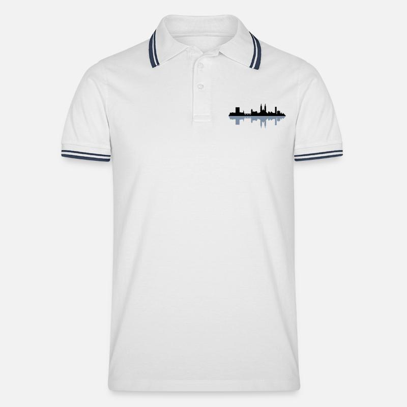 Skyline Basel - Männer Tipped Poloshirt - Weiß/Navy