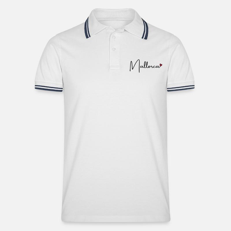 Mallorca Herz - Männer Tipped Poloshirt - Weiß/Navy