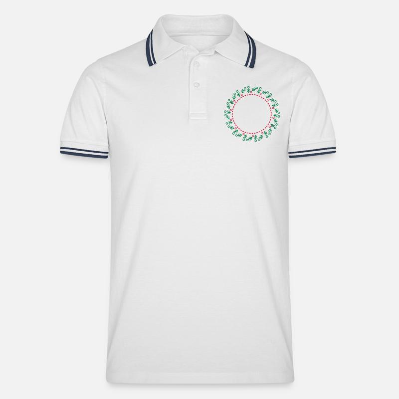 Neujahrs- und Weihnachtskranz - Männer Tipped Poloshirt - Weiß/Navy