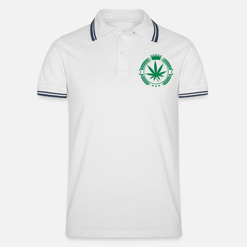 hemp_leaf_au1 - Männer Tipped Poloshirt - Weiß/Navy