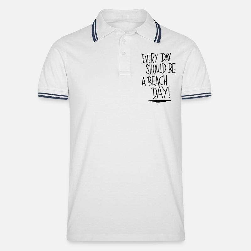 Summer_Beach_DAY - Männer Tipped Poloshirt - Weiß/Navy