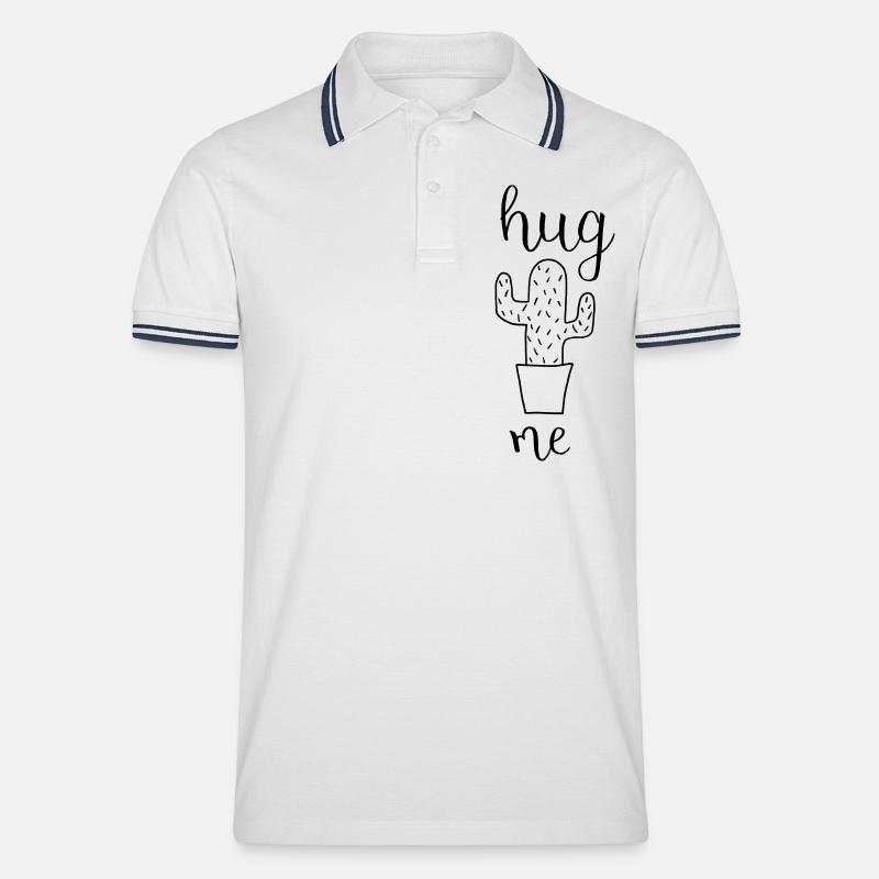 Kaktus hug me - Männer Tipped Poloshirt - Weiß/Navy