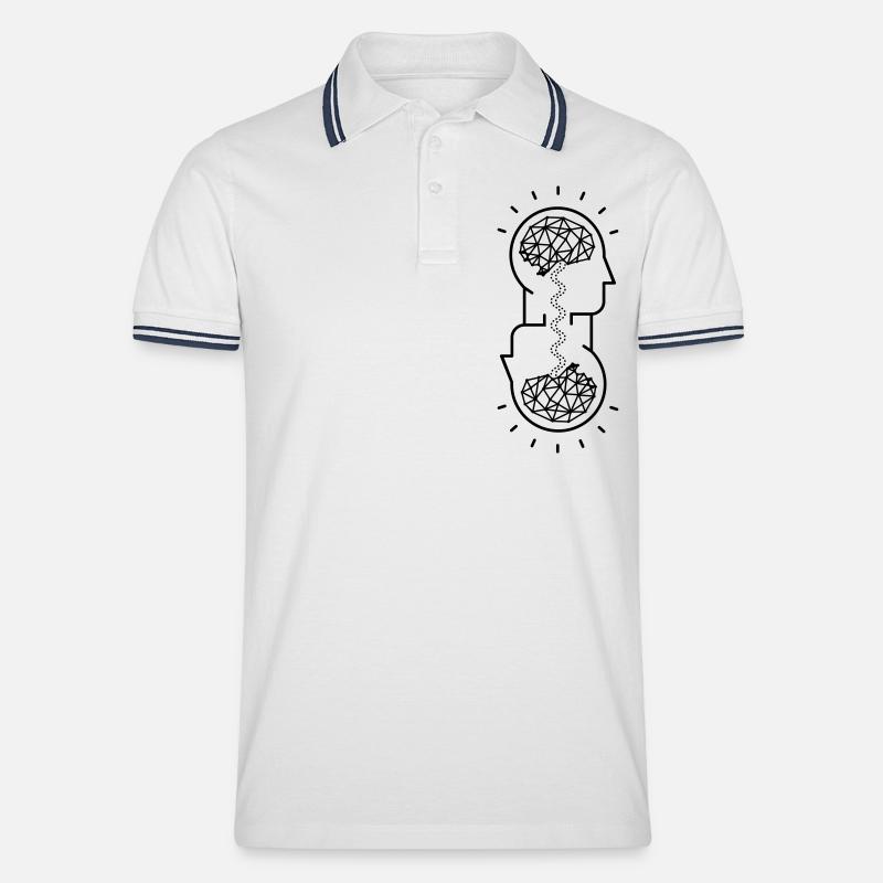 Telepathie - Männer Tipped Poloshirt - Weiß/Navy