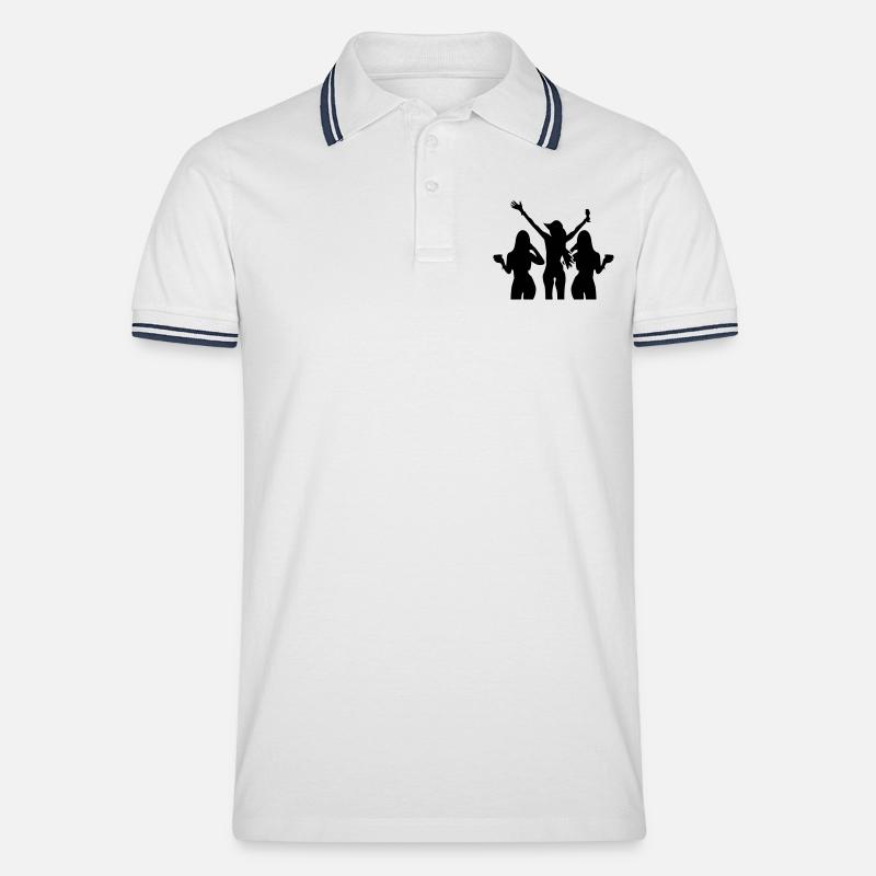 girls party - Männer Tipped Poloshirt - Weiß/Navy
